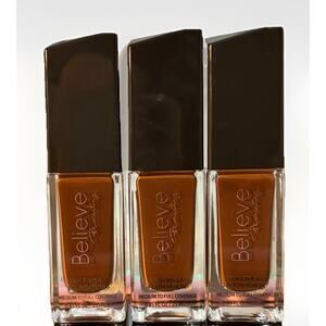 Believe Beauty Skin Finish Foundation Sable Medium-Full Coverage 0.85oz Lot of 3